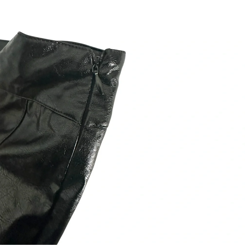 idem ditto Black Faux Leather Pleated Mini Skirt Size L NWT - Picture 8 of 8
